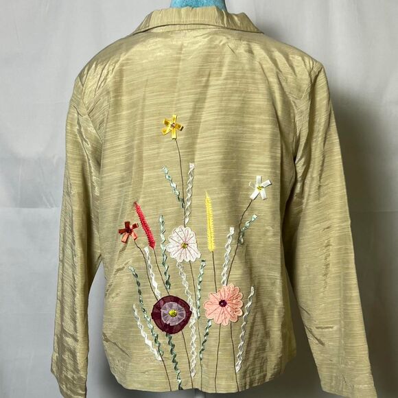 Vintage Indigo Moon Floral Art to Wear Set Size Medium floral sequins - Picture 5 of 8